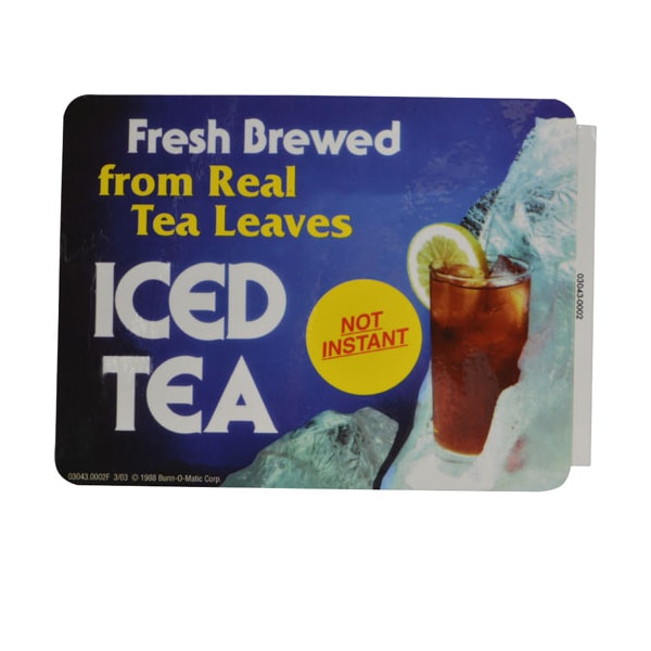 Bunn Decal, Icedtea Fresh Brewed For Bunn - Part No 03043.0002 3043.0002 - main